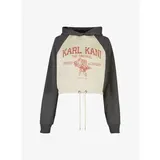 KARL KANI WOVEN SIGNATURE STREET ACADEMY CROP RAGLAN Γυναικείο Φούτερ - Εκρού / Μαύρο