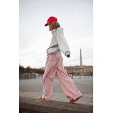 KAOTIKO COFFEE CULTURE Γυναικείο Παντελόνι - Κόκκινο/Εκρού Ρίγα