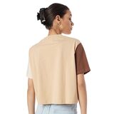 KARL KANI  Serif Crop Block Tee - Sand/Light Sand/Brown
