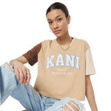 KARL KANI  Serif Crop Block Tee - Sand/Light Sand/Brown
