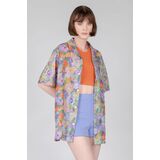 24COLOURS Oversized Floral Shirt - Purple