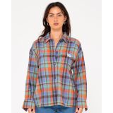 RUSTY NOAH LONG SLEEVE PLAID OVER Γυναικείο Πουκάμισο - Μπλε
