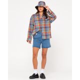 RUSTY NOAH LONG SLEEVE PLAID OVER Γυναικείο Πουκάμισο - Μπλε