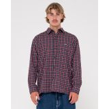 RUSTY DATSUN CHECK LONG SLEEVE SHIRT - Navy/Red
