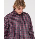 RUSTY DATSUN CHECK LONG SLEEVE SHIRT - Navy/Red