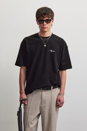 PEGADOR SIGNAR SLUB TERRY OVERSIZED TEE - Washed Black