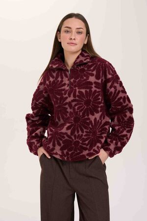 24COLOURS 1/4 ZIP  Γυναικείο Φλις - Μπορντό