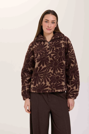 24COLOURS 1/4 ZIP  Γυναικείο Φλις - Καφέ