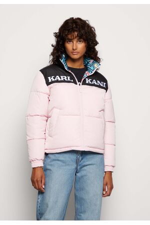 KARL KANI RETRO REVERSIBLE PUFFER JACKET - SMILEY ( BLACK/PINK MULTICOLOUR )