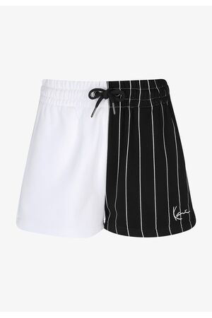 KARL KANI signature splid pinstripe shorts - White/Black