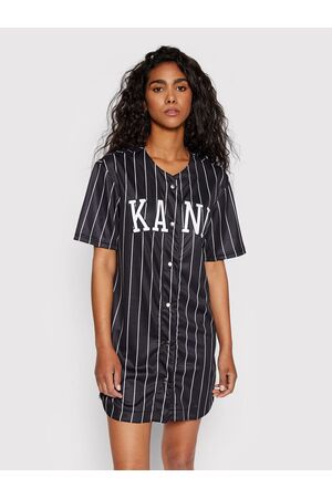 KARL KANI College Pinstripe Baseball Dress - Black