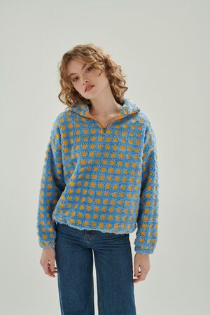 24COLOURS HALF ZIP SWEATER - Light Blue