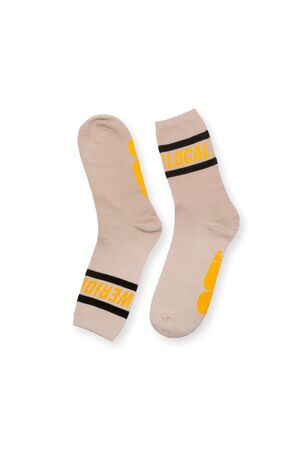 WE RIDE LOCAL STATEMENT SOCKS - Beige/Green/Yellow