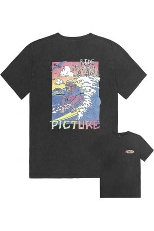 PICTURE TSUNAMI TEE - Black Washed