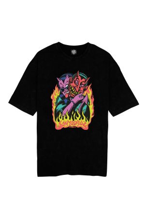 SANTA CRUZ DELFINNO DEVIL FRONT OVERSIZED TEE - Black