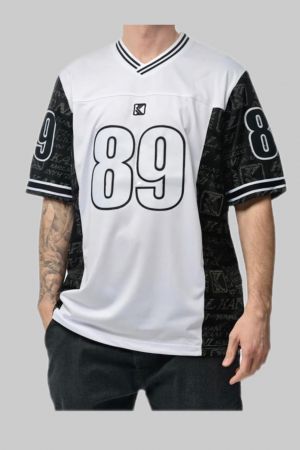 KARL KANI OG BLOCK LOGO JERSEY - Black/ White/ Silver