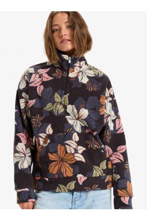 ROXY LIVE OUT LOUD HALF ZIP POLAR PULLOVER - Phantom Sunny Floral Polaire